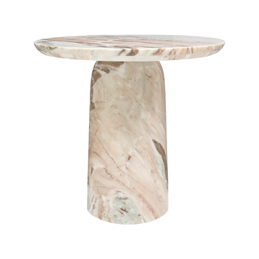 Marble-patterned side table on a white background